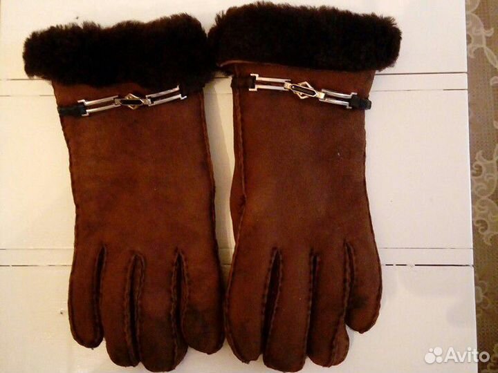 Перчатки женские натуральные замшевые с мехом