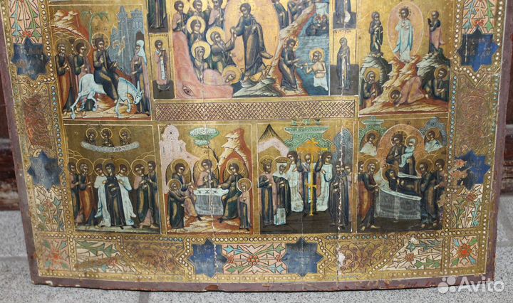 Икона Двунадесятые Праздники Золото Размер
