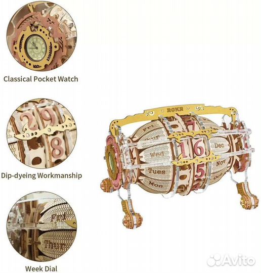 Деревянный конструктор Robotime Часы - Календарь