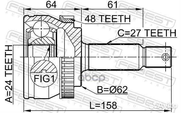 2210-NSP20A48 ШРУС наружный к-кт ABS Kia Sport