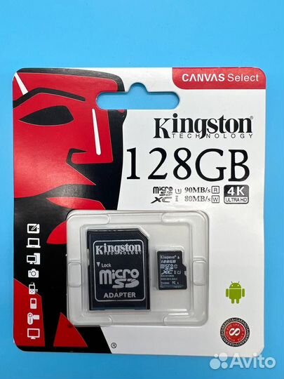 Micro SD карта Kingston Canvas Select 128 Gb