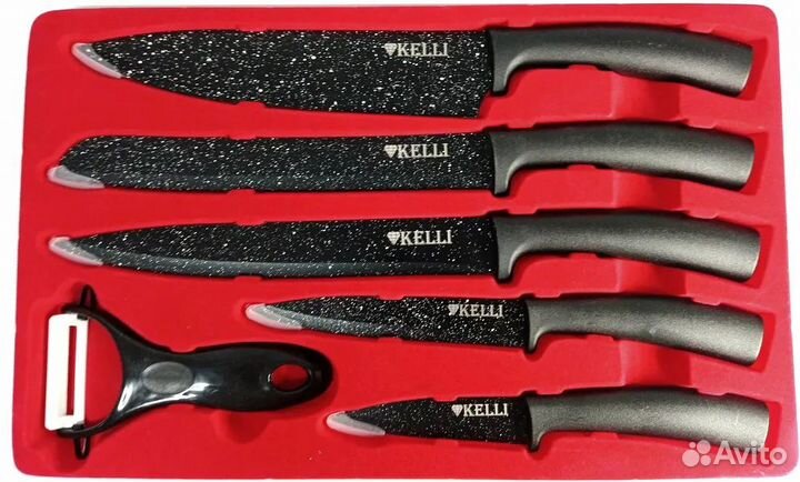 Набор кухонных ножей kelli, черный (1266884)