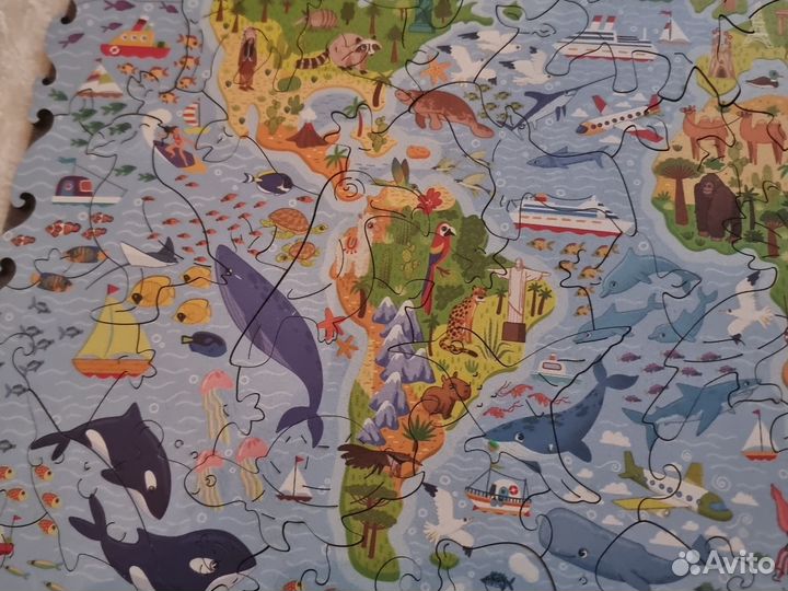 Карта Мира 100 деталей деревянный пазл