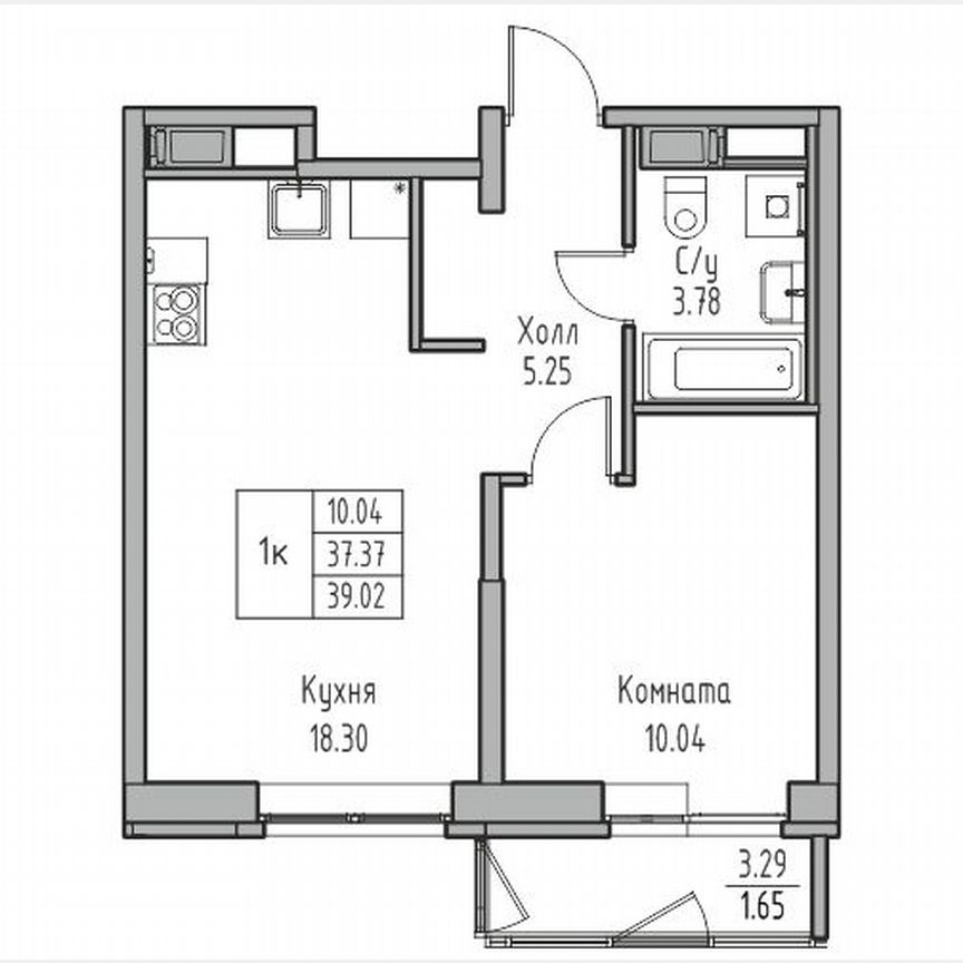 1-к. квартира, 39 м², 2/23 эт.