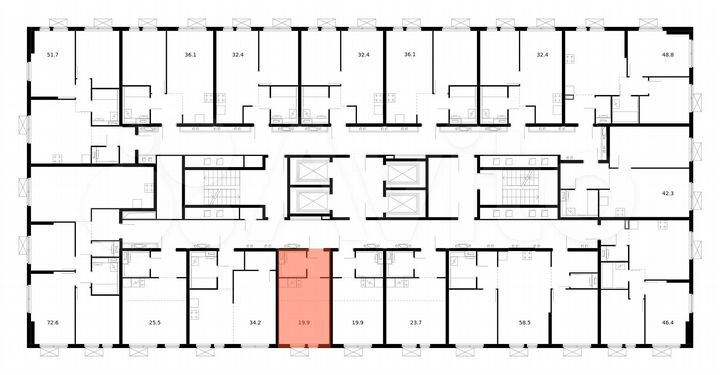 Квартира-студия, 19,9 м², 29/33 эт.