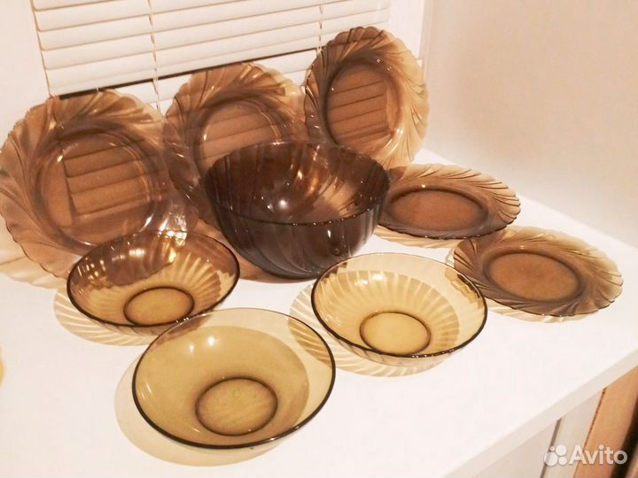 Набор посуды Duralex, цветное стекло, Франция