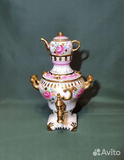 Редкий самовар с олимпийской символикой. Гжель