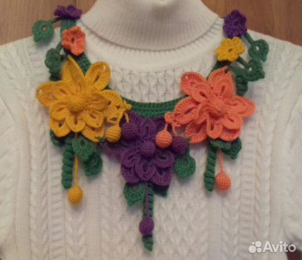 Вязаное крючком ожерелье (съемн.воротник)