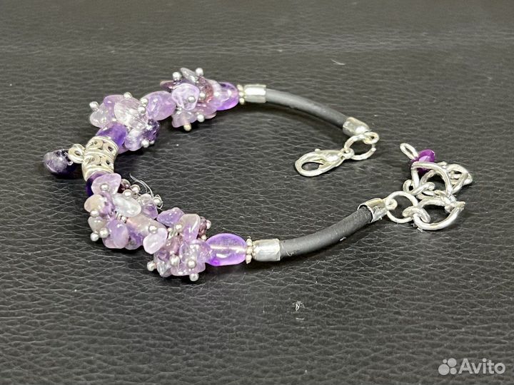 Браслет Аметист подвес по центру