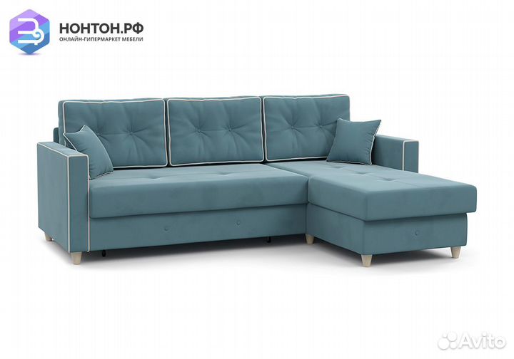 Диван угловой дельфин Айрин светло-бирюзовый