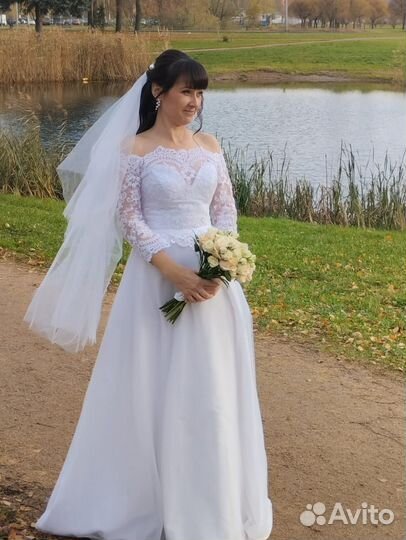 Свадебное платье 46 48 бу