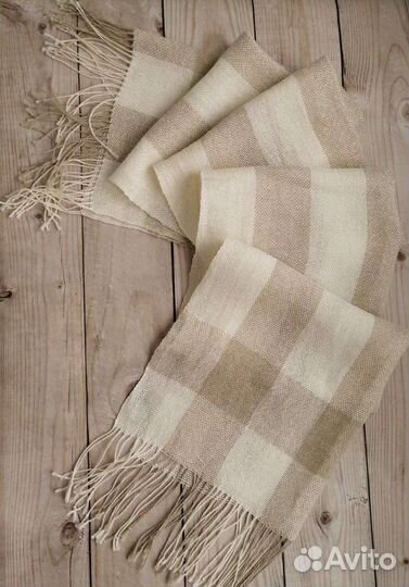 Палантин льняной серый, ручное ткачество