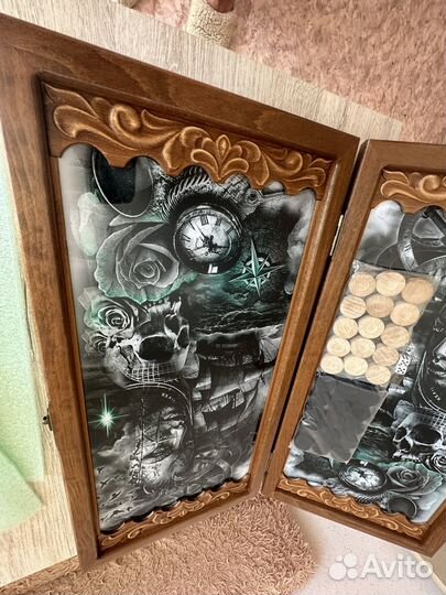 Нарды большой ручной работы со стеклом