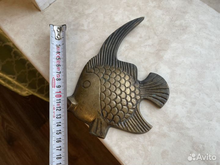 Бронзовая винтажная рыба статуэтка СССР