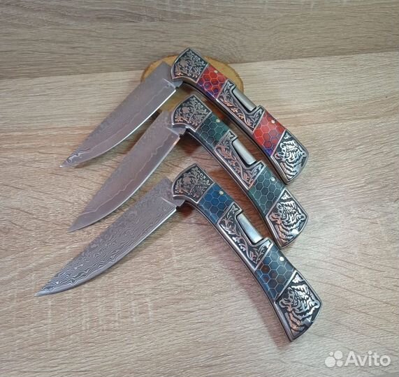 Нож складной дамаск светящийся