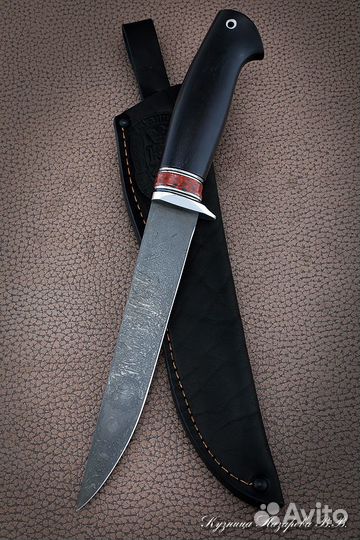 Филейный нож Касатка средний Х12мф черный граб