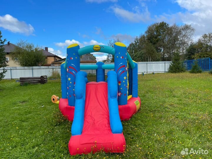 Детский надувной батут с горкой
