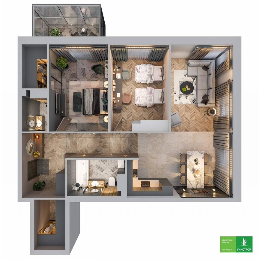 2-к. квартира, 76,7 м², 3/5 эт.