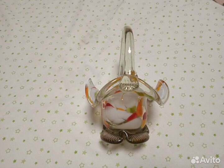 Конфетница с ручкой, 17 см, гутное стекло