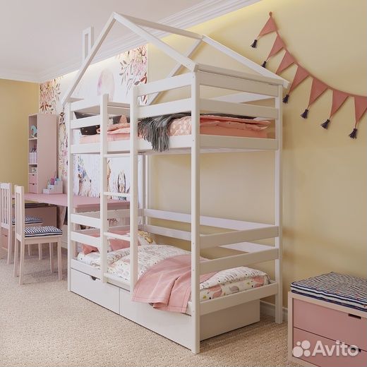 Детская двухярусная кровать Домик(особая)