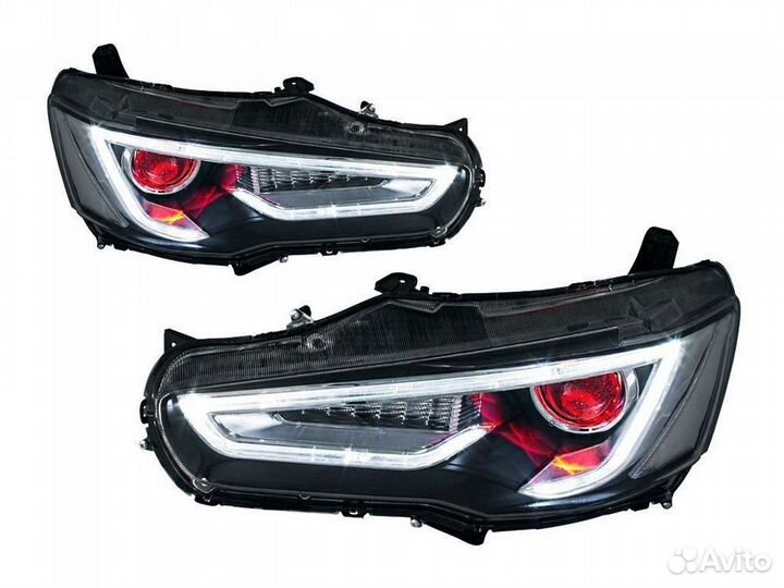 Mitsubishi Lancer X Фары тюнинг Demon eyes E3FY6