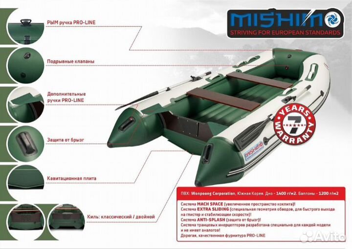 Лодка mishimo (Мишимо) lite 350, цвет синий