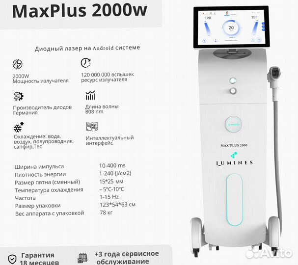 Диодный лазер для эпиляции Лю'Минес Max’Plus 2000 Вт