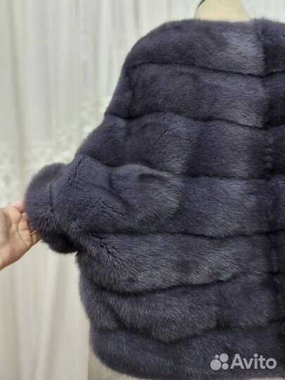 Р.48-54 Норковая шубка пончо на молнии