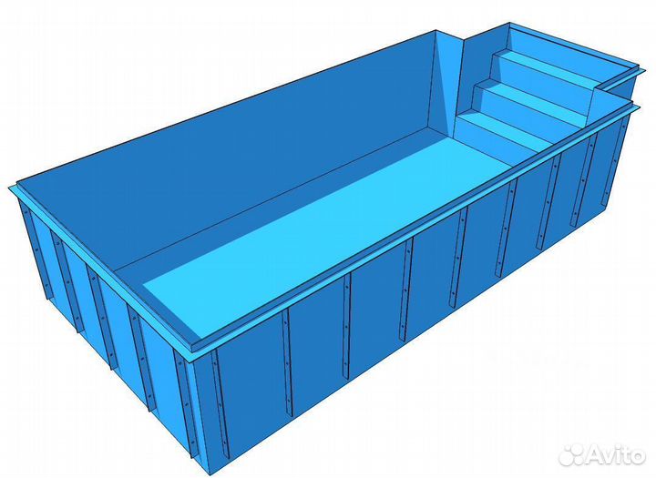 Бассейн 3х6х1,5 с угловыми ступенями
