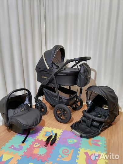 Коляска 3 в 1 Verdi Sonic plus/чёрная эко кожа