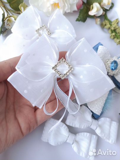 Подарочный набор зимних бантиков, ручная работа