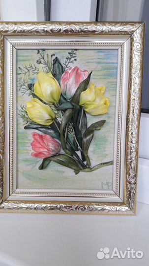 Картина вышивка лентами