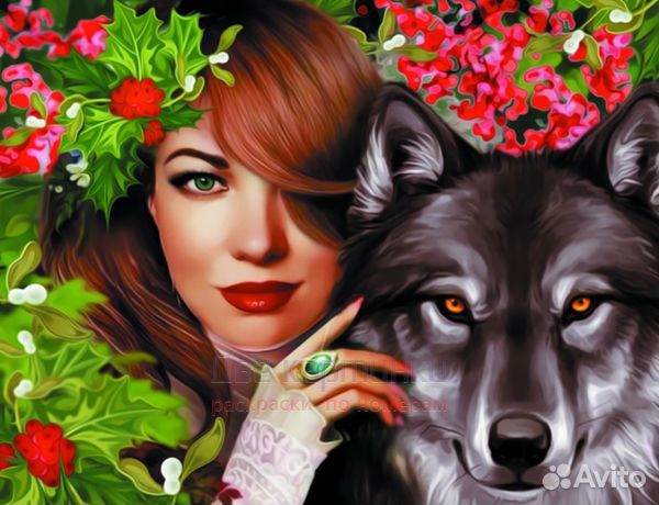 Алмазная мозаика 40x50 Рыжеволосая дама