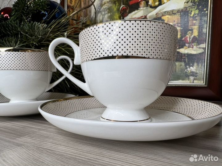 Чайные чашки набор «Винтаж» Костяной фарфор