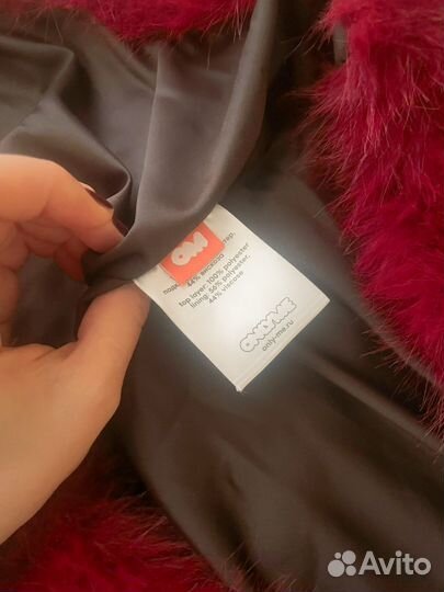 Меховая косынка/капюшон цвет бордо