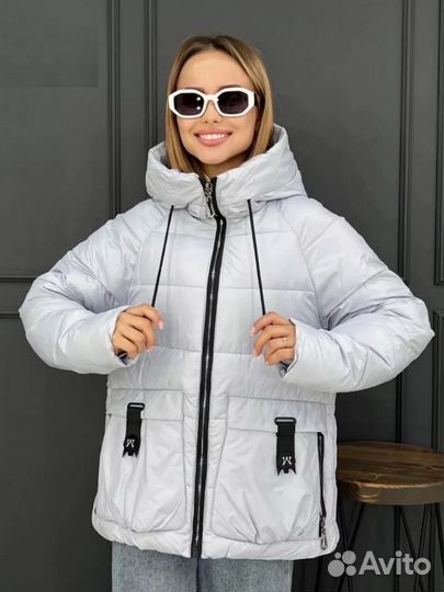 Куртка зимняя с капюшоном оверсайз 46-48 новая