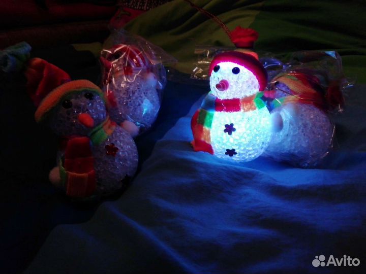 Игрушка новогодняя Снеговик светящийся