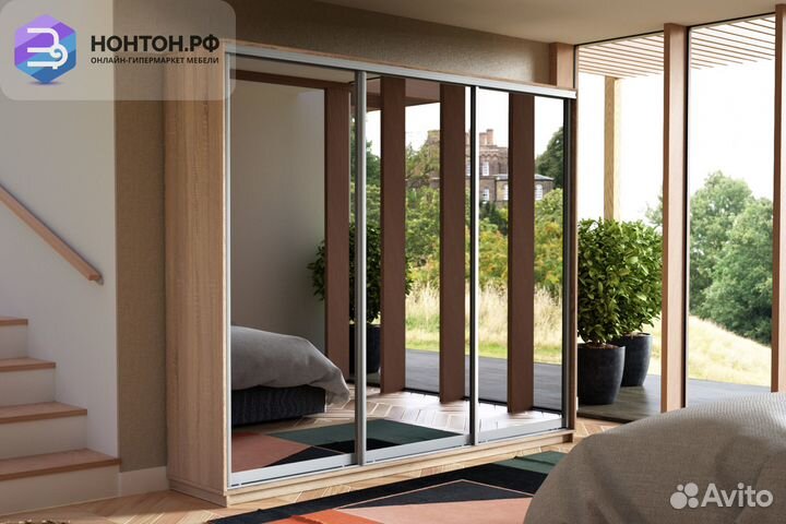 Шкаф-купе 3-х дверный Экспресс 45 cонома / зеркало