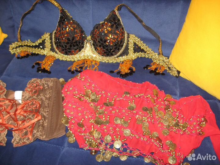 Костюм для восточных танцев. Пояс с монетами+лиф