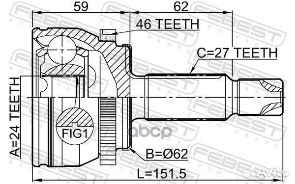 ШРУС наружный 24X64.5X27 1210-CRE20A46 Febest