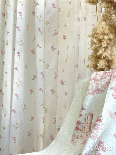 Тюль с цветочным принтом