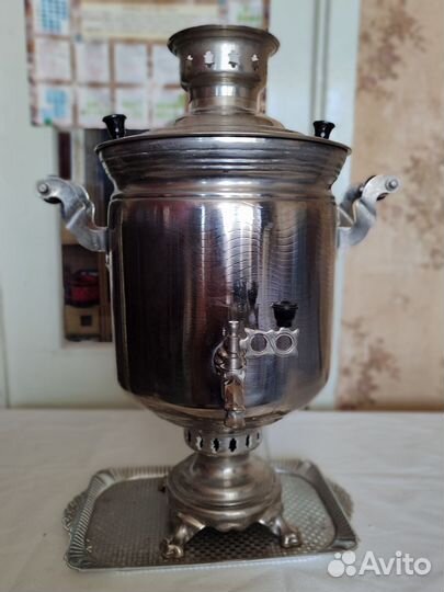 Самовар на дровах СССР бу,6литров,латунь,1980г