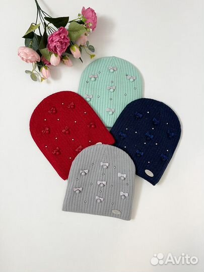 Новая демисезонная шапка для девочки 5-10 лет