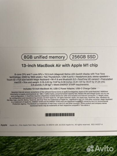 Macbook Air 13 2020 M1 / 8 / 256 / Space Gray
