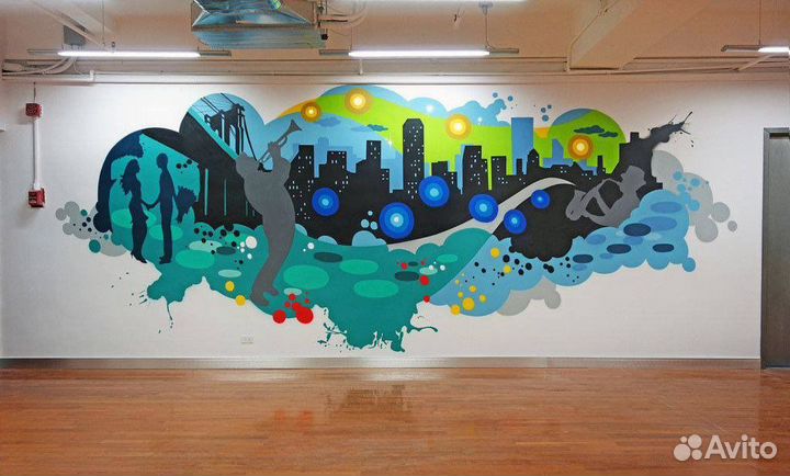 Цифровая роспись стен, печать на холсте