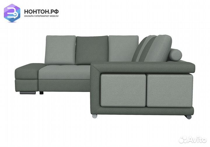 Диван угловой дельфин Вега-24Д светло-серый / серы