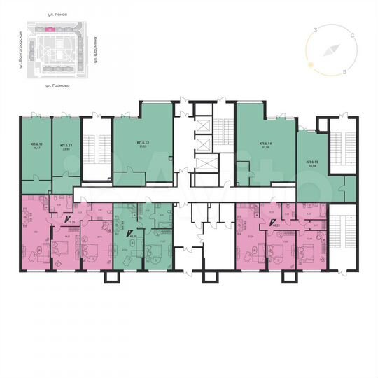 2-к. квартира, 73,8 м², 1/25 эт.