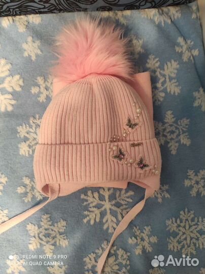 Шапка зимняя и шарф для девочки 48 50