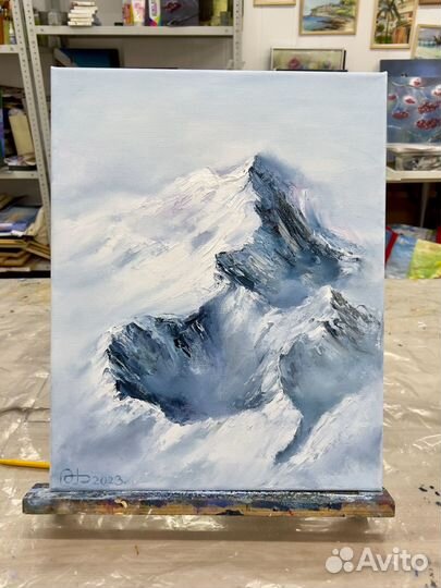 Картина маслом Горы в снегу