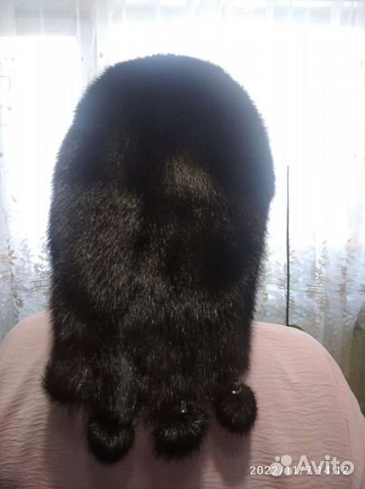 Норковая шапка-косынка